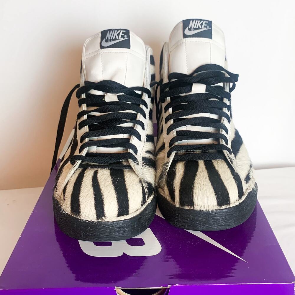 NIKE SB Blazer Mid Premium Zebra Pony Hair 2007 OG Size 9 EUC w/ Box - Picture 4 of 6